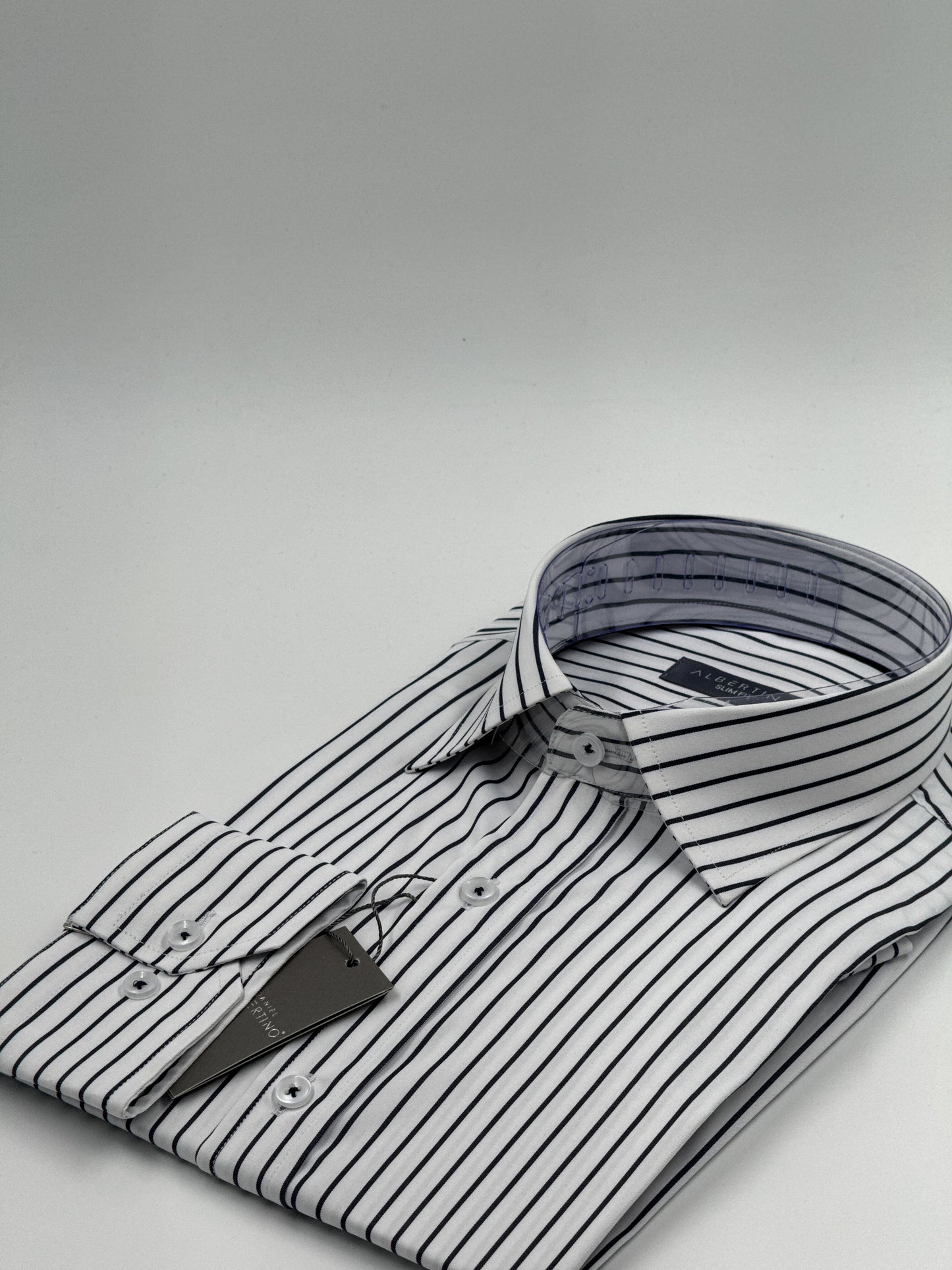 SLİM FİT ÇİZGİLİ LİKRALI GÖMLEK