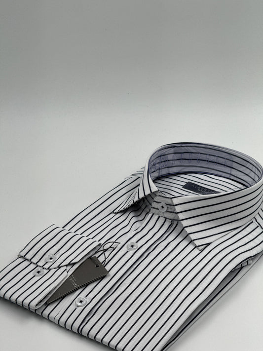SLİM FİT ÇİZGİLİ LİKRALI GÖMLEK