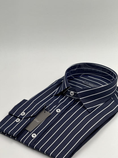 SLİM FİT ÇİZGİLİ LİKRALI GÖMLEK