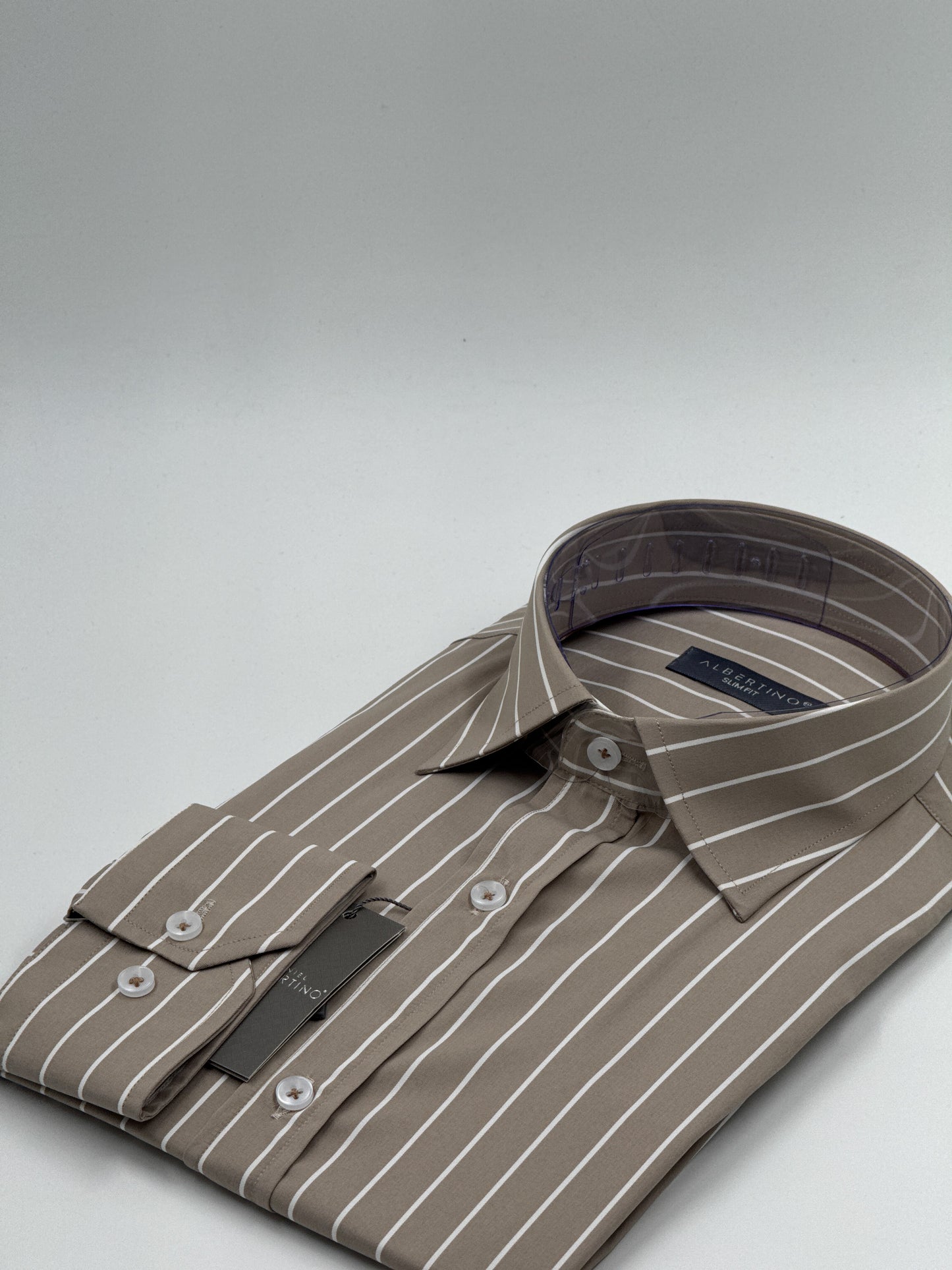 SLİM FİT ÇİZGİLİ LİKRALI GÖMLEK